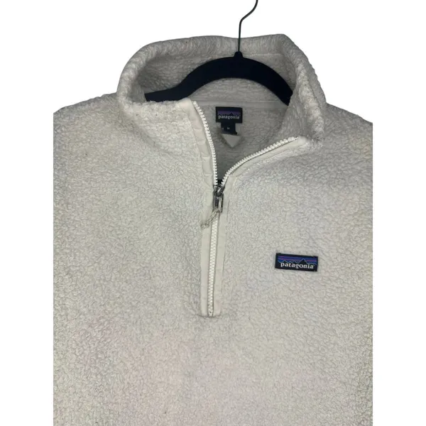 Patagonia Quarter Zip Sherpa Fleece Pullover Women Medium Off White Warm Hiking - Image 2