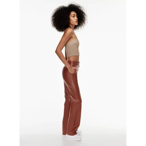 Aritzia Babaton Sculpt Beige Ribbed Knit Criss Cross Sleeveless Crop Tank Top XS - Image 3