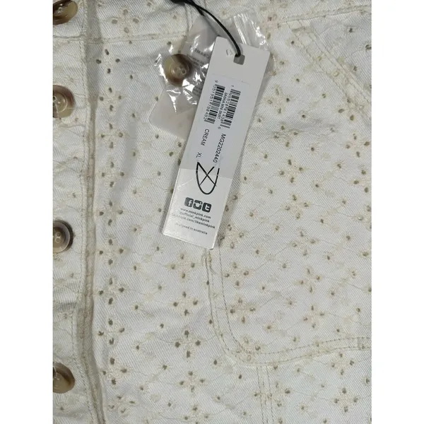 Anthropologie‎ MinkPink Saskia Eyelet Cotton Mini Skirt Size XL Cream - Image 7