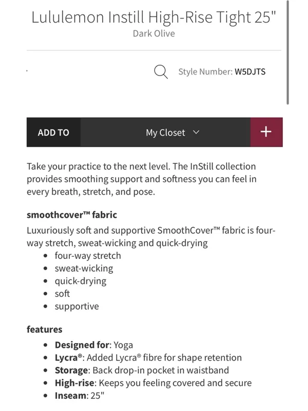 Lululemon Instill High-Rise leggings Dark Olive green 6 - Image 5
