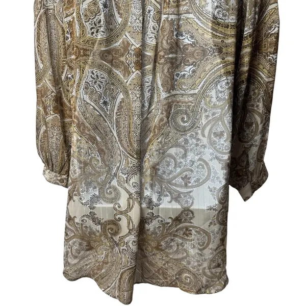 Lane Bryant Brown Paisley‎ Tinsel Sheer Tunic Bohemian Peasant Career 18/20 - Image 8