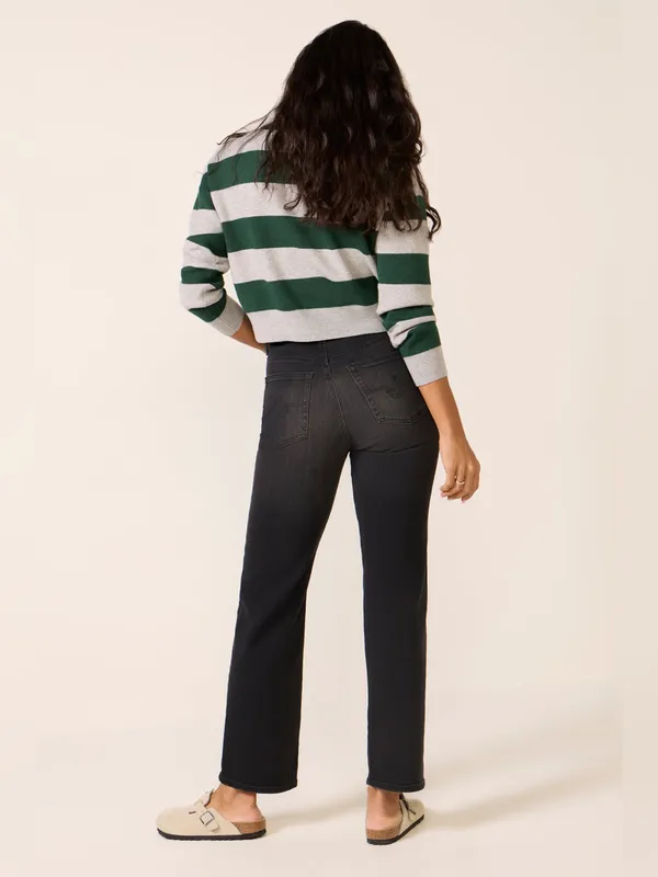 AG Brinley Mid Rise Straight Leg Dark Charcoal Black Jeans 28 - Image 3