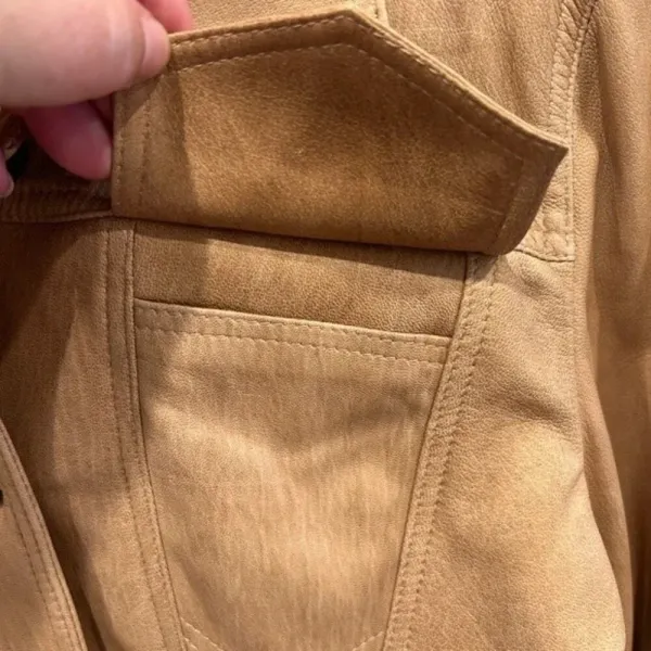 Bolsa Leather Jacket Tan Nude Beige size Medium‎ Brown - Image 6