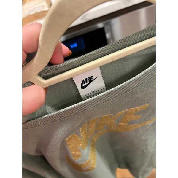 Nike Women's Sweatshirt Light Green gold glitter‎ logo Womens 2XL - Image 3