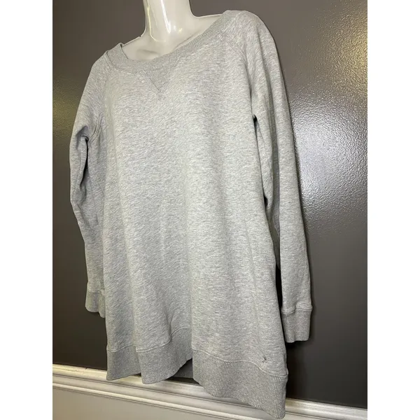 Aerie Sweatshirt Womens XL Gray Boat Neck Longline Fleece Pullover Tunic Lounge - Image 4