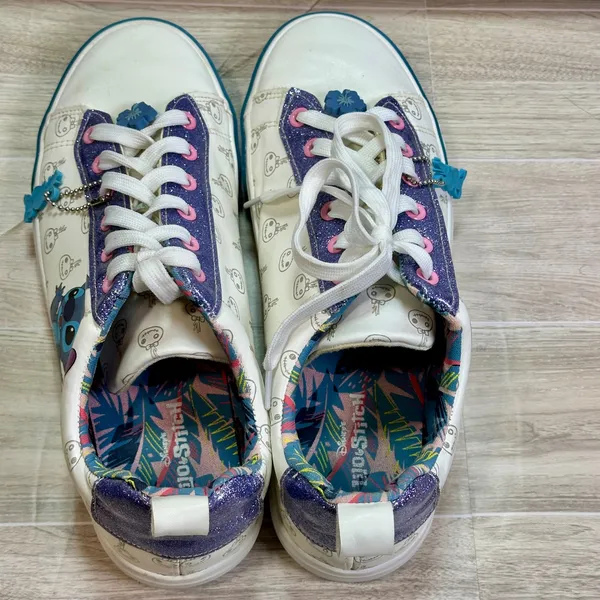 Disney Ground Up Lilo and Stitch Scrump Ohana White Glitter Sneakers Womens 9 - Image 6