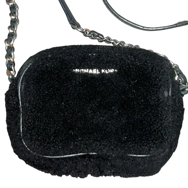 MICHAEL Michael Kors Jet Set Travel Small‎ Chain Shearling Crossbody Black Purse - Image 3