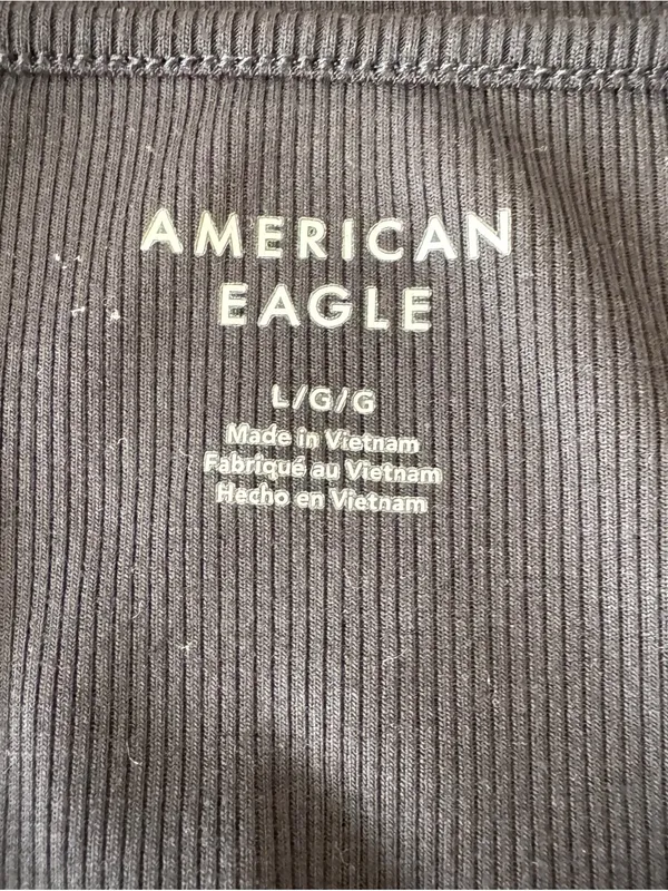 American Eagle - Soft & Sexy Ribbed Henley Bodysuit Black Sleeveless Sz L - Image 6