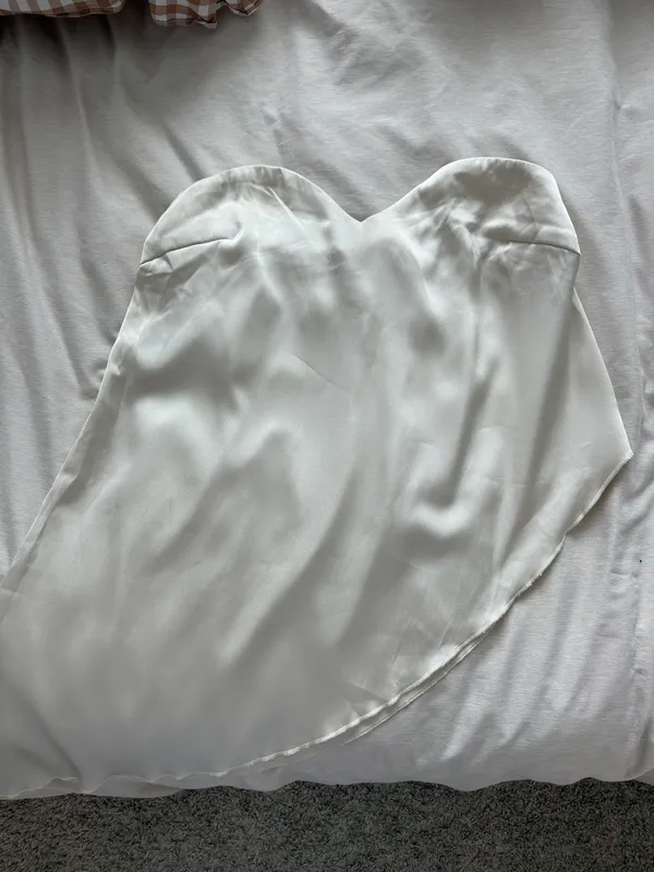 Asymmetrical Silk Flowy Top Tan - Image 2