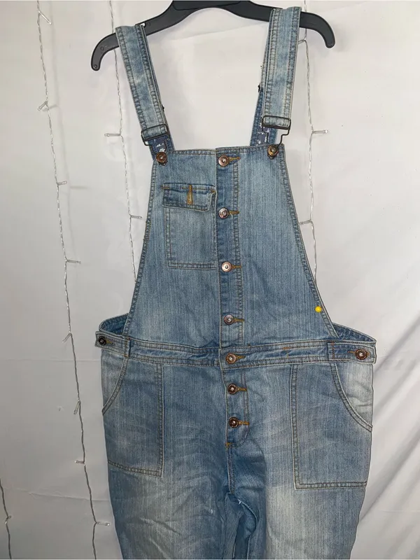Light Wash Denim Overalls Blue Size 10 - Image 6