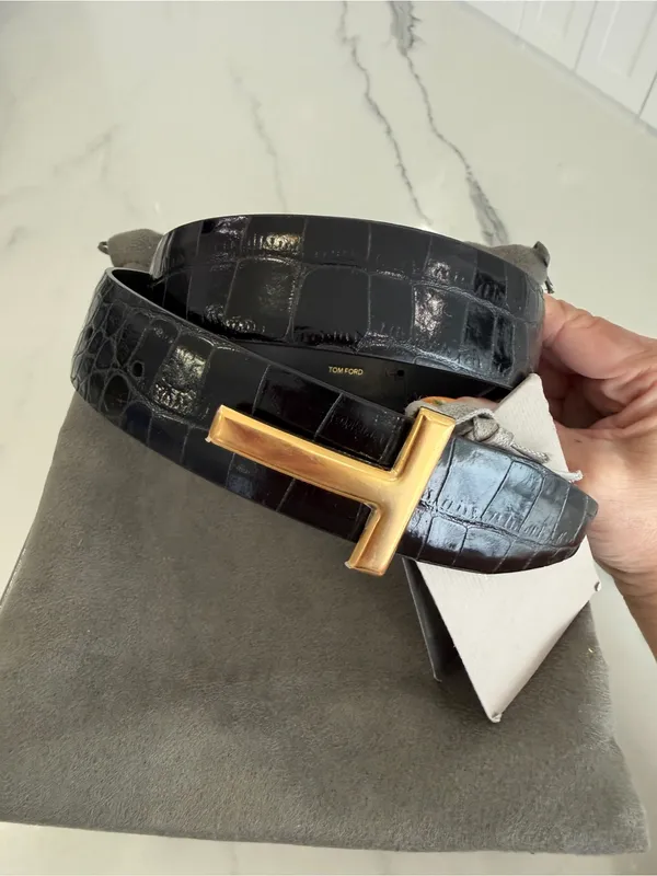Tom Ford T Buckle Croc Embossed Belt - Image 3