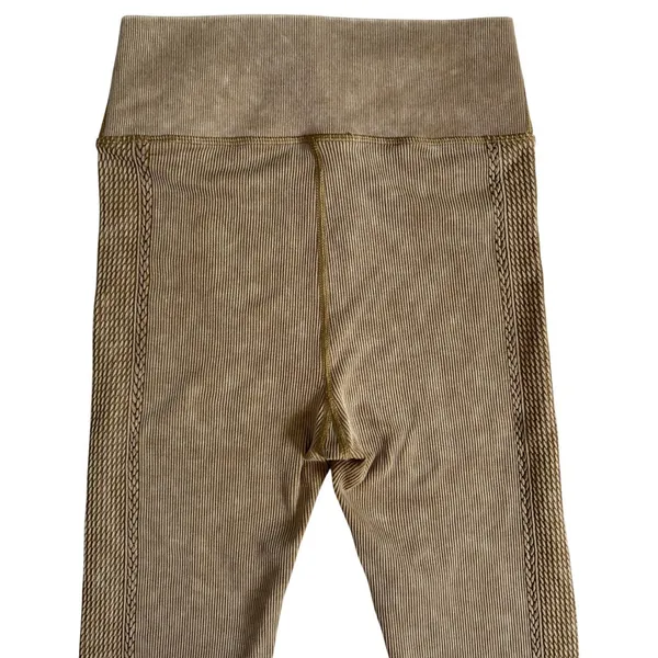 OFFLINE by Aerie Ribbed Seamless Leggings Tan‎ Acid Wash High Waisted Womens M - Image 6