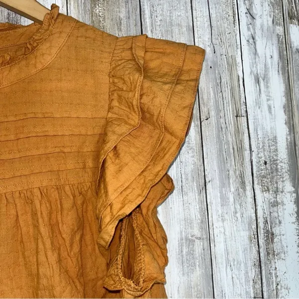 Entro Orange/Brown Cap Sleeve Blouse •Large - Image 2