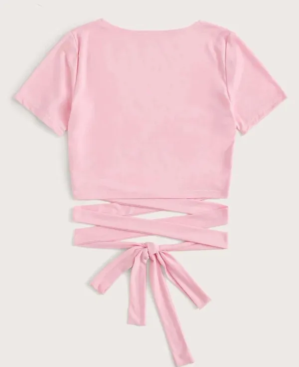 SheIn Pink Wrap Shirt - Image 2