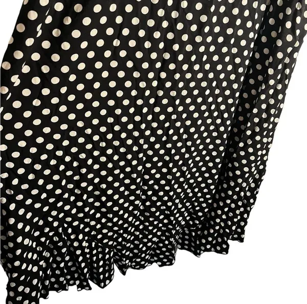 GRECERELLE Polka Dot High Low Faux Wrap Flowy High Low Maxi Dress Black White XL - Image 12