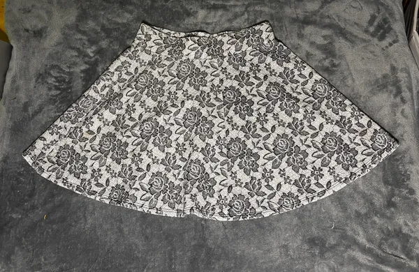 Poetry Black & White Floral Jacquard Mini Skirt - Image 2