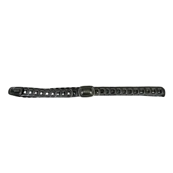 Womens Plated Metal Base Stretch Polyester Belt Silver Buckle ML - Image 2