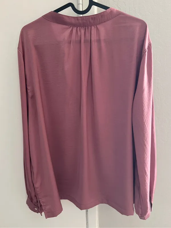 GAP Deco Rose Silky V-Neck Blouse XL Long Sleeve Draped Top - Image 3