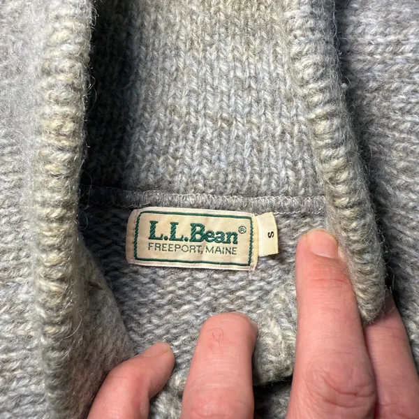 Vtg 70s LL Bean Pullover Wool Heavy‎ Cowl Neck Sweater USA Made Womens L Oatmeal - Image 3