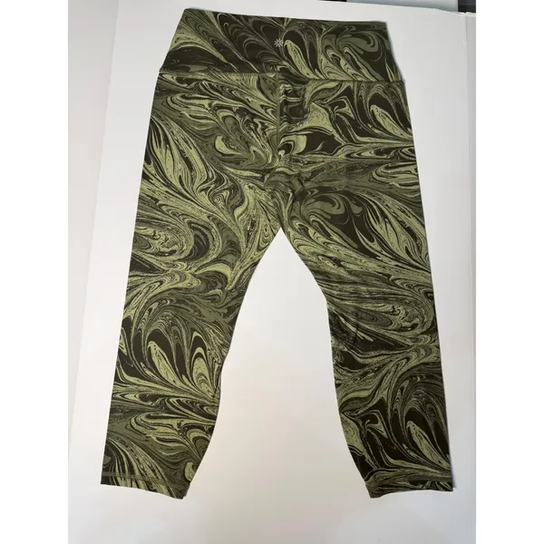 Athleta‎ Transcend 7/8 Tight 1X Sumi Marble Green Black Leggings - Image 4