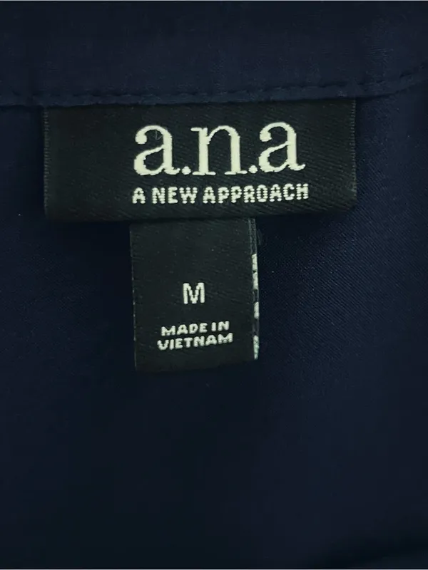 a.n.a Navy Long Sleeve Button-Up Top - Image 3