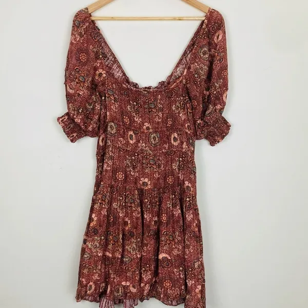 Ulla Johnson Juniper ruched floral 2022 mini dress in orange brown. Size 4 - Image 9