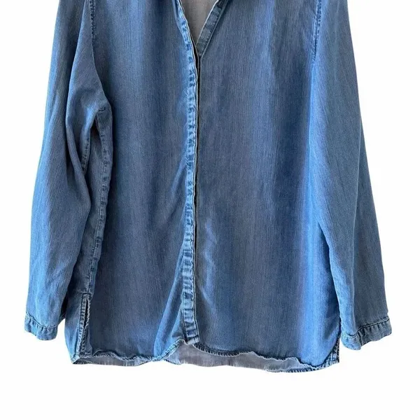 Gap 1969 100% Lyocell Medium Indigo Long Tunic Sleeves Button Down SZ XL #2578 - Image 3