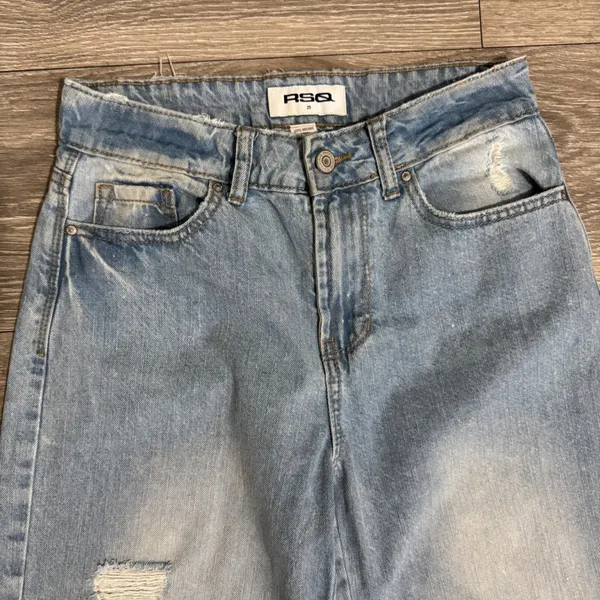 RSQ Womens Mid Waisted Wide Leg‎ Distressed Jeans Blue Size 25 Organic Cotton - Image 3