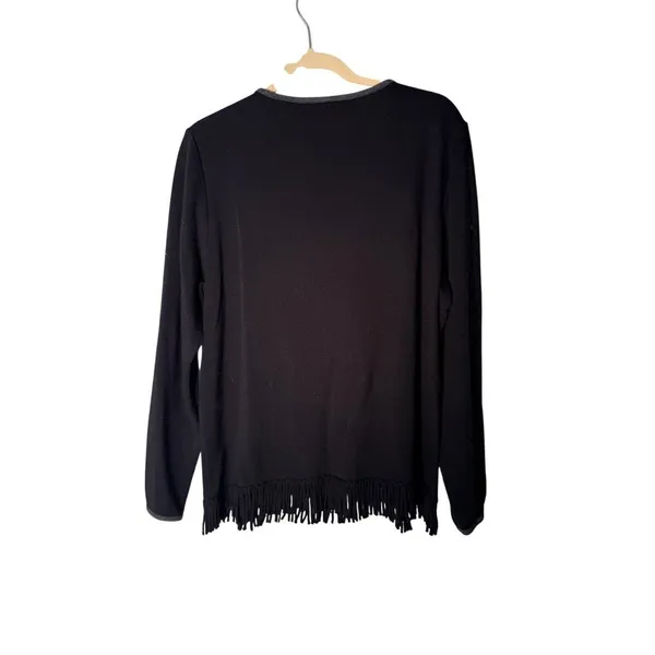Lennie for Nina Lenoard‎ Sweater/Skirt 2pc set Gray Fringes Women's XL - Image 4