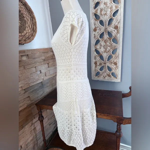 American Eagle Outfitters Cream Crochet Midi Dress - Image 2
