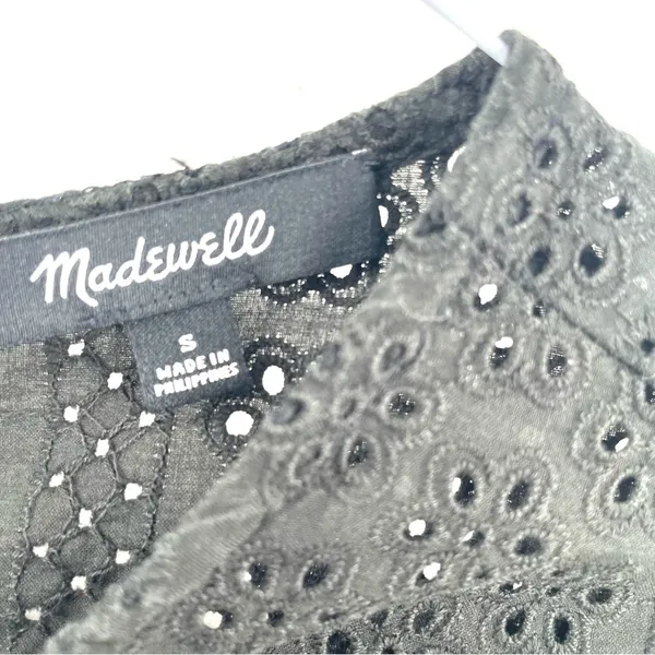 Madewell Black Eyelet Tiered Button Back Top - Image 8