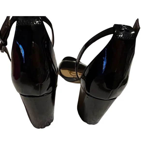 Sam Edelman Odila Black Patent Scalloped Ankle‎ Strap Block Heel Sandals Size 10 - Image 7