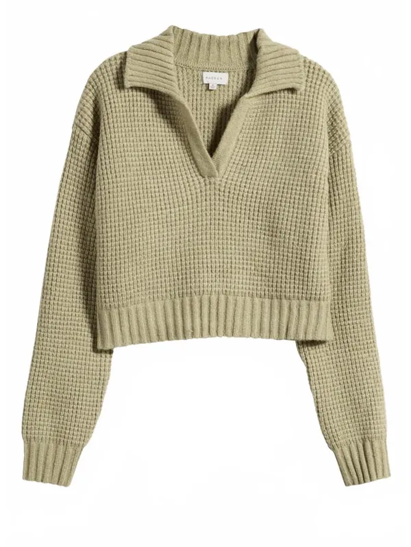 PacSun LA Hearts Gabriela Waffle Knit Collared Sweater Green NWT XL - Image 2