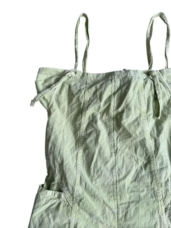 FREE PEOPLE Green Linen Blend Romper Size MEDIUM - Image 3