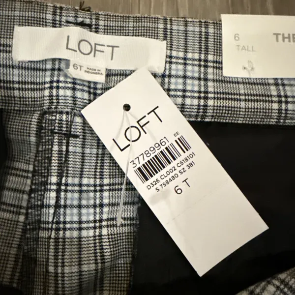 Loft The Riviera Slim plaid pants 6 Tall Work Career Trousers NWT - Image 4
