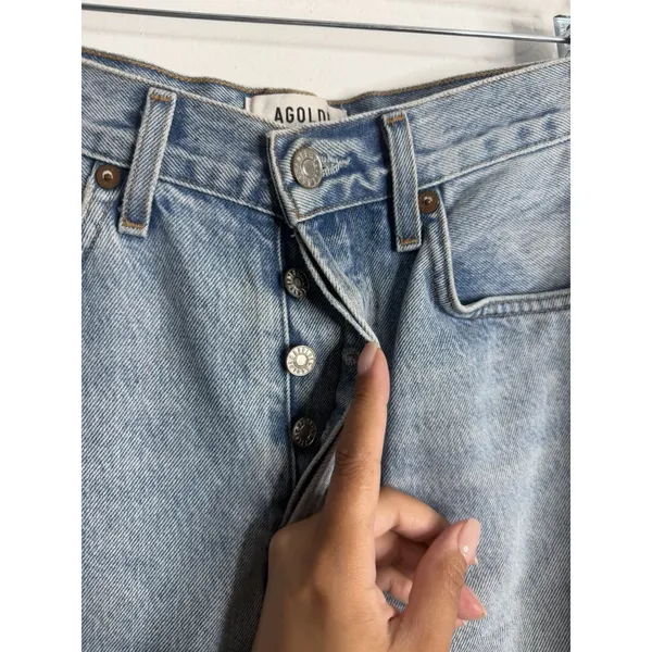 Agolde Riley‎ High Rise Crop Straight Jeans Renewal Blue Size 26 Minimalist - Image 7