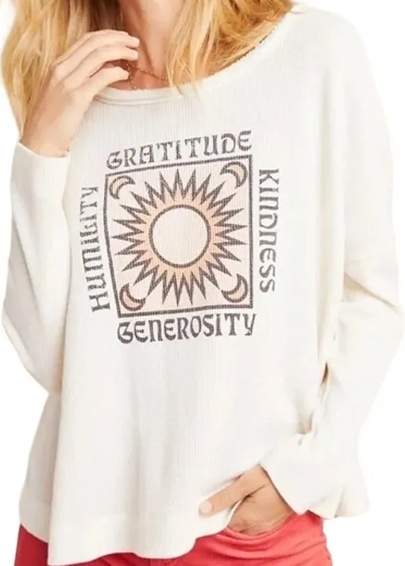 Anthropologie Real Fun, Wow! Gratitude Graphic Sun Waffle Thermal Top Cream M - Image 2