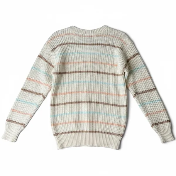 Vintage Helium 1980's‎ Retro Striped Crew Neck Sweater Cream Pastel Women Size L - Image 2