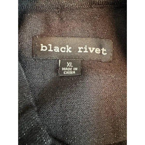 Black Rivet Metallic Sweater Vest XL Gray Gold Grommet Mock Neck Sleeveless Top - Image 8