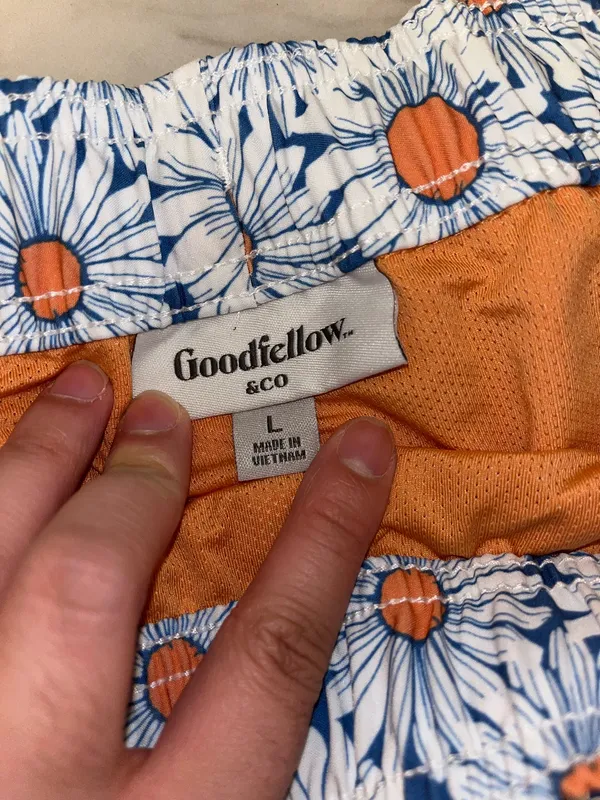 Goodfellow Blue Floral Swim Trunks Mens Large 5 Inch Inseam Shorts NWT - Image 5