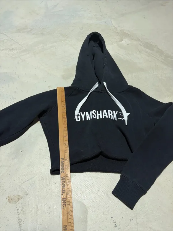 Gymshark Black Cropped Hoodie small - Image 3
