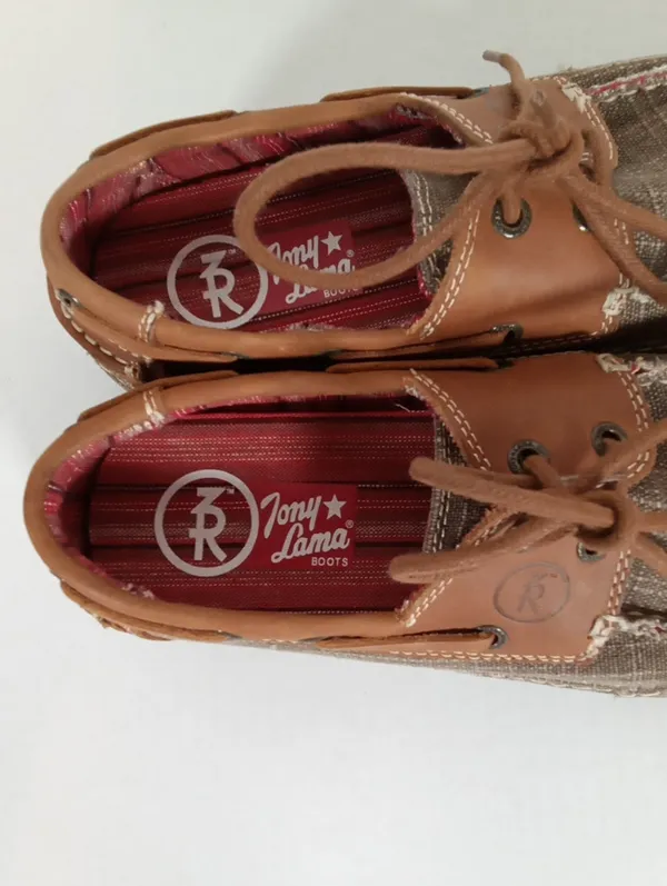 Tony Lama Womens Blum Lace Brown Contrast Loafers Canvas Western Ranch 8.5 - Image 2