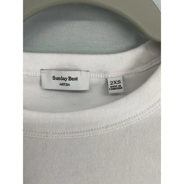 Sunday Best Aritzia Womens Dachshund Ribbed Baby Tee White 2XS - Image 4