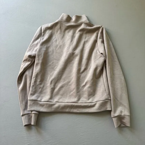 Athletic Quarter Zip Sweatshirt Tan Size M - Image 3