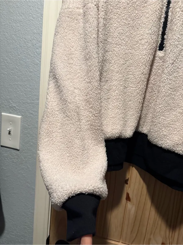 Fabletics Dream Polar Fleece Pullover Womens 3X Cream‎ Black Quarter Zip Sherpa - Image 2