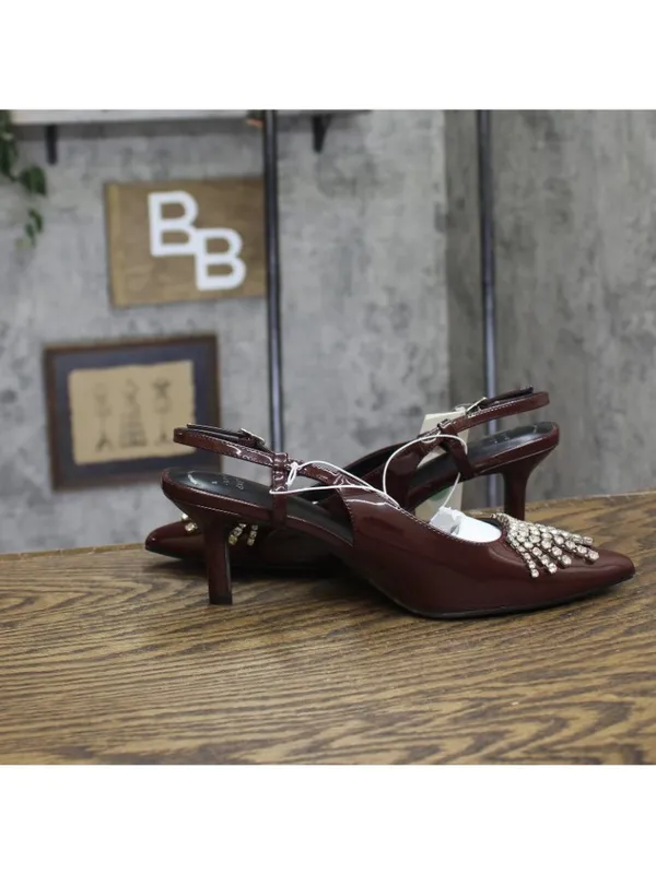 NWT A New Day Serafina Rhinestone Slingback Heels 94661785 Burgundy Red 8.5M - Image 7