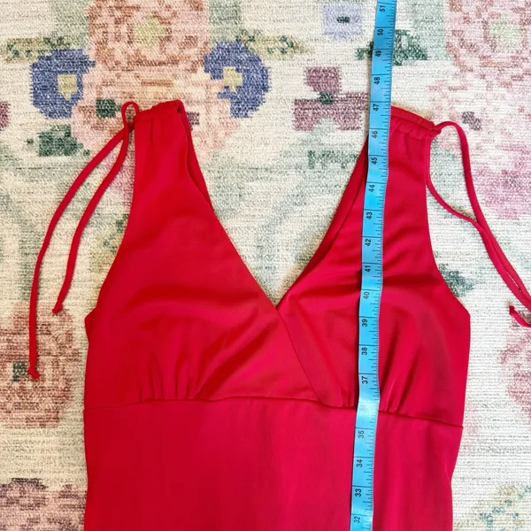 Vintage Wet Seal Y2K Babydoll Midi Dress‎ Medium Red Asymmetric Hem Fairy Vamp - Image 10