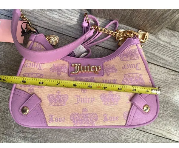 Vintage Juicy Couture Shoulder Bag with Gold Bow Charm - Image 8