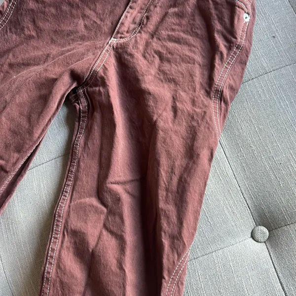 Zara Reddish Brown Thick Denim‎ Wide Leg Jeans - Image 4