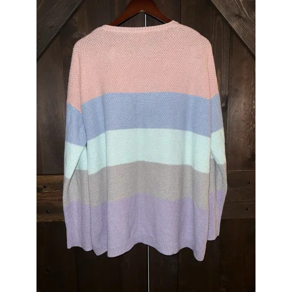 Show‎ Me Your MuMu Women's XL Knit Striped Pastel Sweater Easter - Image 4